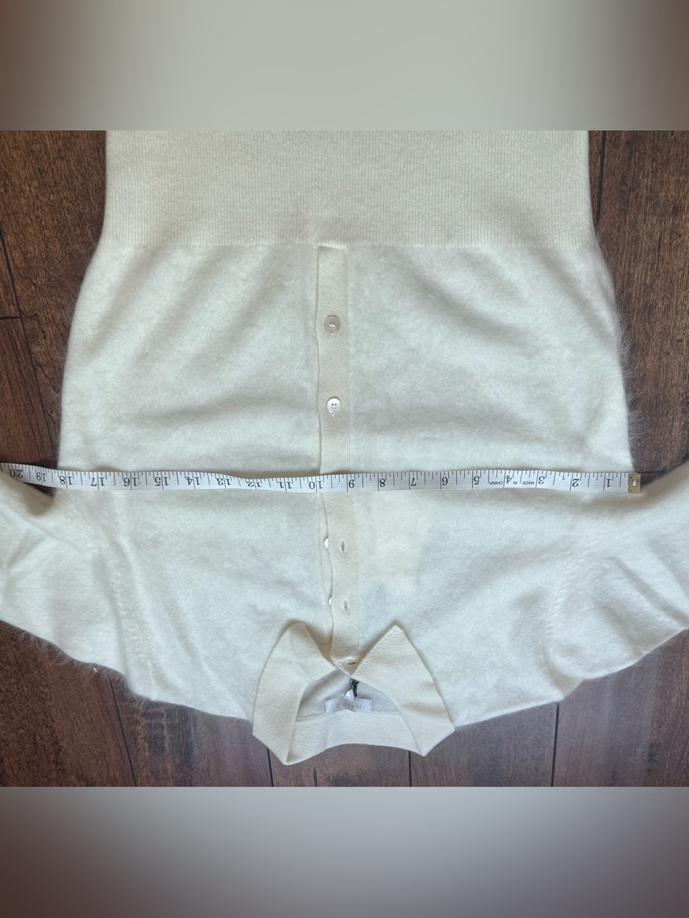 NWT Naked Cashmere Brushed Cashmere Polo Elbow Sleeve Sweater Ivory Ecru M/L - Picture 13 of 14